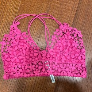 Free people pink daisy lace bralette size m